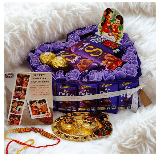Dairy milk Premium chocolate gift hamper for Rakshabandhan(silk,bubbly,ganache,ferrero rocher) - Image 2