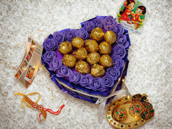 Tasha Forever| Dairymilk Truffle chocolate hamper for Rakshabandhan with kumkum platter & Rakhi - Image 4