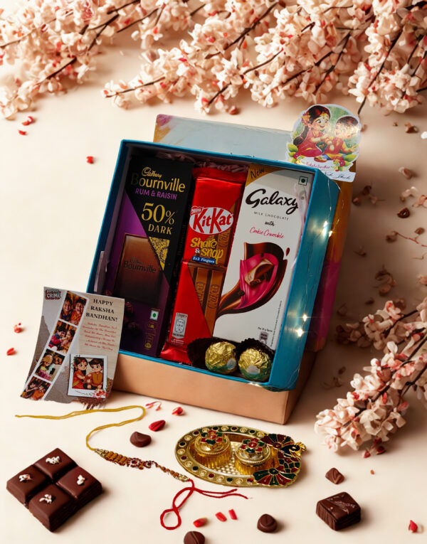 Tasha Forever| Happy Rakshabandhan chocolate Box with premium chocolates, Rakhi, kumkum platter, Special Rakhi Card for Brother,sister,Bhabhi,Sibling - Image 4