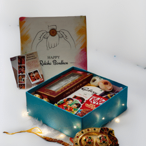 Tasha Forever| Happy Rakshabandhan chocolate Box with premium chocolates, Kajukatli (200gm), Rakhi, kumkum platter, Special Rakhi Card.