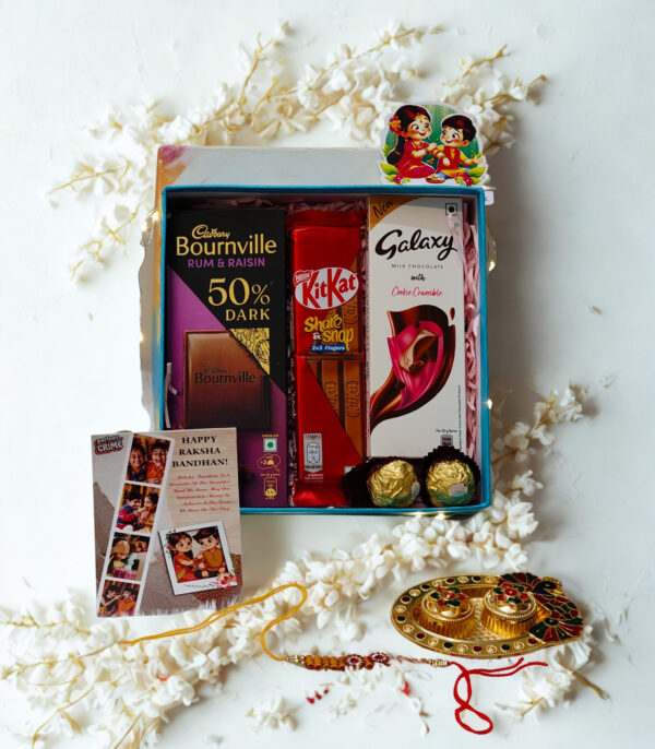 Tasha Forever| Happy Rakshabandhan chocolate Box with premium chocolates, Rakhi, kumkum platter, Special Rakhi Card for Brother,sister,Bhabhi,Sibling - Image 5