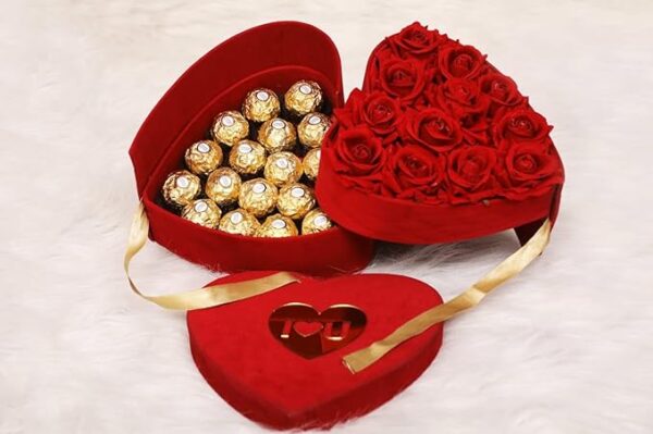 Tasha forever | 18 Premium Ferrero Rocher Chocolates, 13 Artificial Rose Flowers, 1 love card | Chocolate gift love Box for birthday, anniversary, Valentines Day | - Image 3