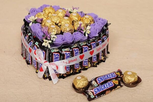 Tasha Forever gift hamper (24 Snicker, 11 Ferrero Rocher chocolates with 1 love card) Gift hamper for Birthday, Anniversary - Image 2