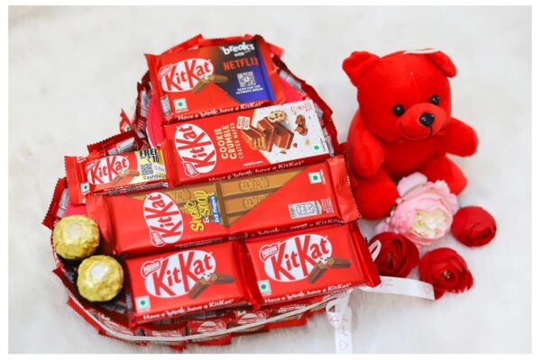 Tasha Forever kitkat gift hamper (23 kitkat chocolates, 5 kitkat big chocolates, teddy, love card) (kitkat gift combo) - Image 3