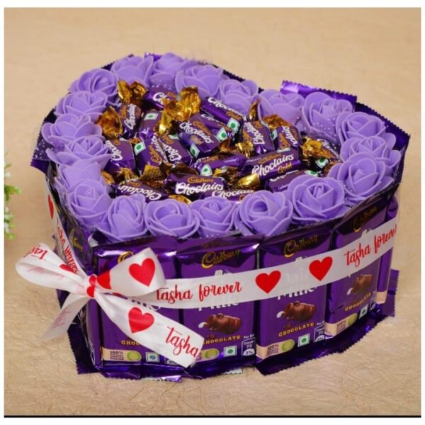 Tasha Forever Dairymilk gift hamper 15 dairy milk, 18 mini Eclairs chocolates, 1 love card - Image 2