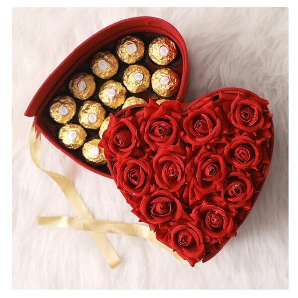 Tasha forever | 18 Premium Ferrero Rocher Chocolates, 13 Artificial Rose Flowers, 1 love card | Chocolate gift love Box for birthday, anniversary, Valentines Day |