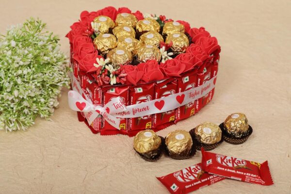 Tasha Forever ferrero rocher gift hamper (18 kitkat, 11 Ferrero Rocher chocolates, 1 love card) Gift hamper for Birthday, Anniversary - Image 3