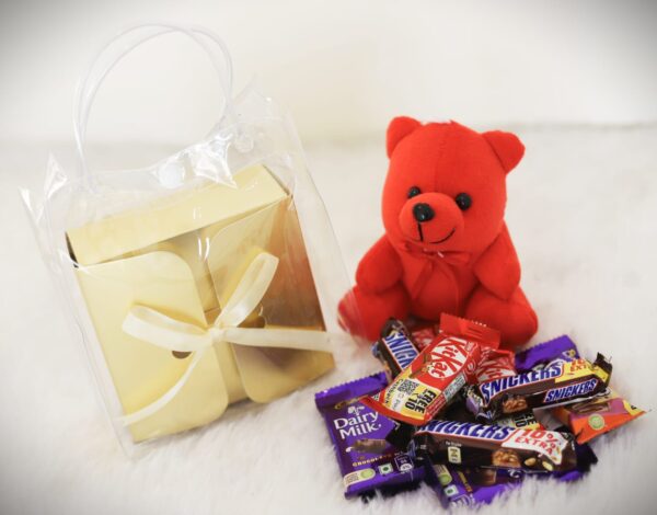 Tasha forever Chocolate gift pack (3 dairy milk chocolates, 3 snicker, 3 kitkat, 1 crispello, teddy, love card) Gift pack - Image 3