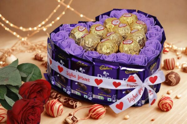 Tasha Forever Dairymilk gift hamper (15 Dairymilk chocolates, 12 quality truffle, 1 love card) Chocolate gift hamper for Birthday, Anniversary
