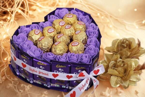 Tasha Forever Dairymilk gift hamper (15 Dairymilk chocolates, 12 quality truffle, 1 love card) Chocolate gift hamper for Birthday, Anniversary - Image 4