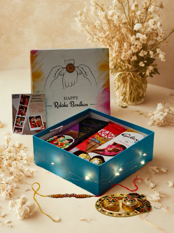 Tasha Forever| Happy Rakshabandhan chocolate Box with premium chocolates, Rakhi, kumkum platter, Special Rakhi Card for Brother,sister,Bhabhi,Sibling