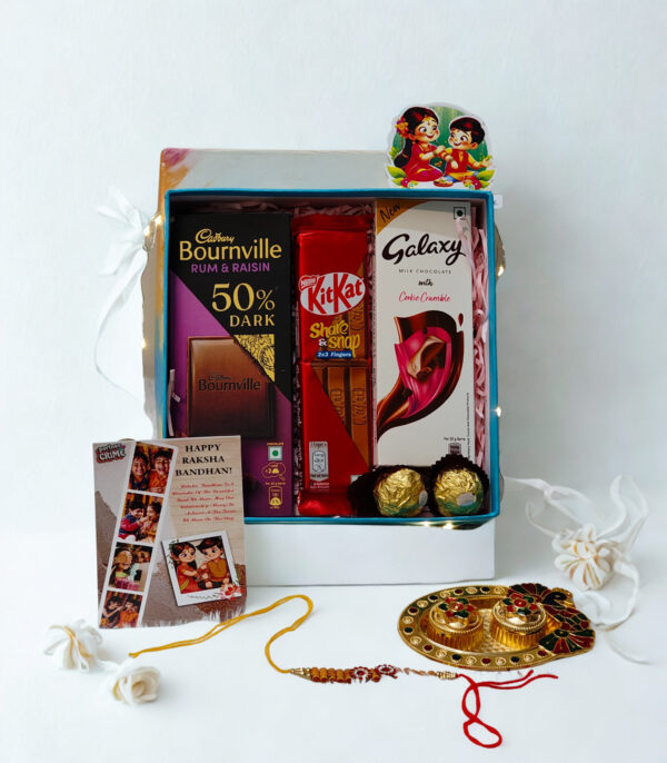 Tasha Forever| Happy Rakshabandhan chocolate Box with premium chocolates, Rakhi, kumkum platter, Special Rakhi Card for Brother,sister,Bhabhi,Sibling - Image 3