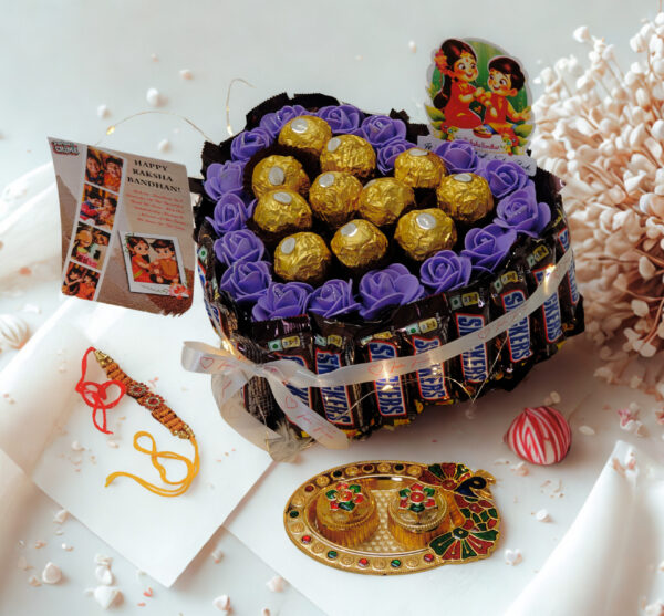 Tasha Forever Premium snicker ferrero rocher gift hamper for Rakhi