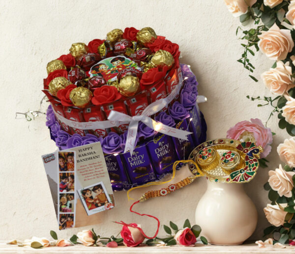 Double layer Mix chocolate rakhi gift hamper for Brother, sister, bhai, bhabhi - Image 3